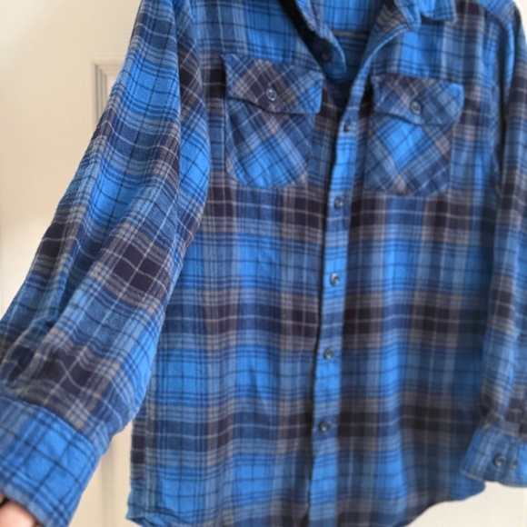 LL Bean Boys Flannel Blue Plaid Size M - Picture 3 of 11